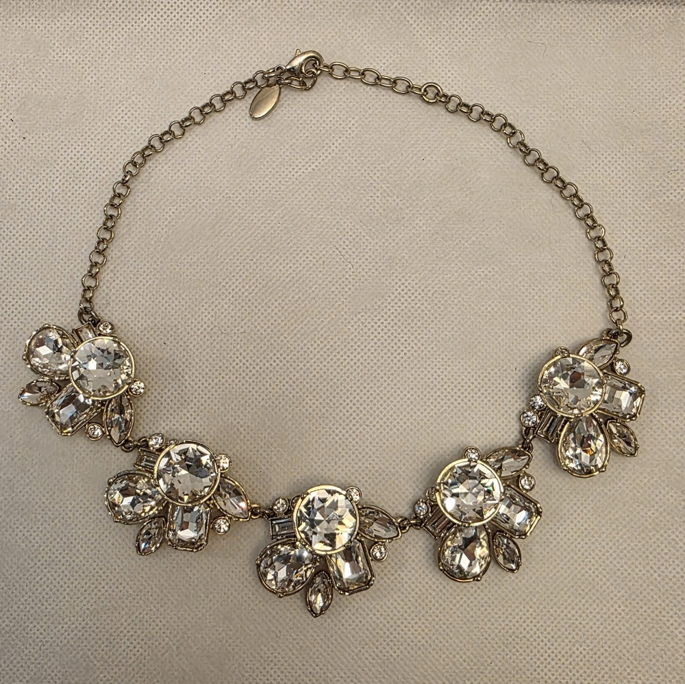 Gold and Silver Floral Crystal Necklace